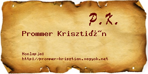 Prommer Krisztián névjegykártya